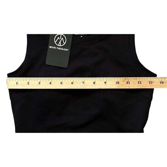 NWT Move Theology Cut-Out Contour Black Ribbed Athletic Tank Top Small - Picture 3 of 5